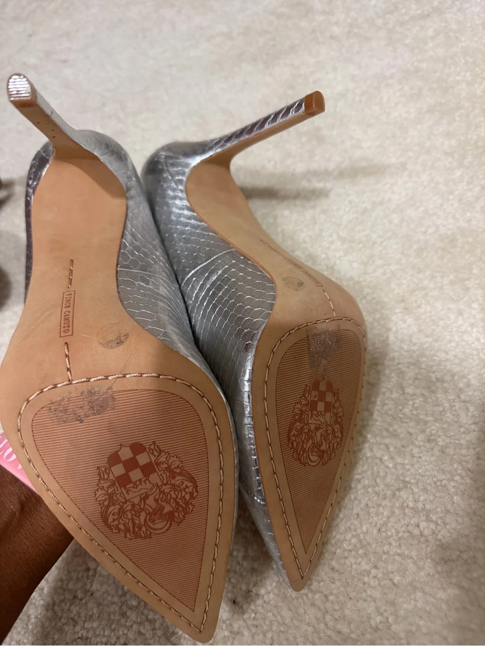 Vince Camuto Metallic Silver Pointed-Toe Pumps
